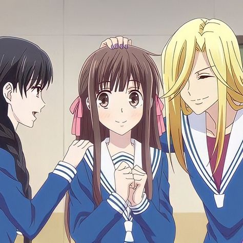 Fruits Basket Matching Icons Trio, Fruits Basket Group Photo, Trio Anime Pfp, Anime Trio Pfp, Anime Trio Icon, Trio Pfps, Anime Trio, Pfp Trio, Best Friends Cute