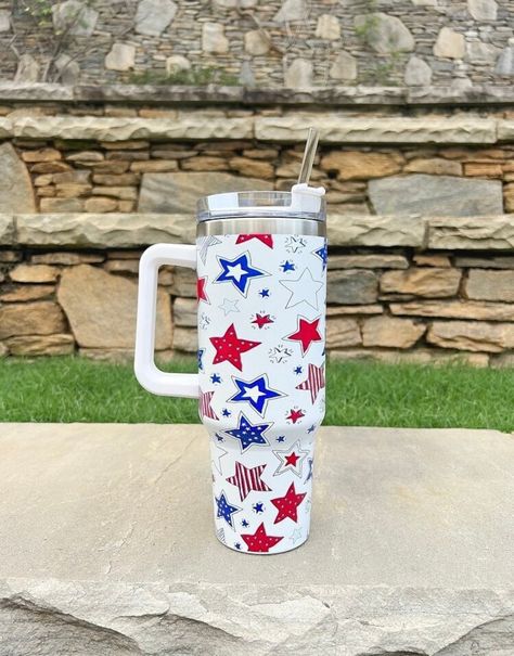 Patriotic 40 oz Tumbler American Tumbler USA Tumbler Patriotic Tumbler Star Tumbler USA Cup Patriotic Gift USA Gift Tumbler 4th of July Cup American Tumbler, Patriotic Tumbler, Metal Tumblers, 40 Oz Tumbler, Patriotic Gifts, Stainless Steel Straws, 4th July, American Pride, Blue Star