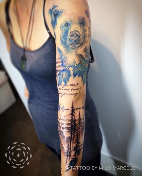 Amber Tattoo, Black Bear Tattoo, Bear Tattoo Designs, Mother Nature Tattoos, Bear Tattoos, Sweet Tattoos, Bear Tattoo, 1 Tattoo, Baby Tattoos