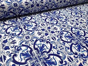 Amazon.com: Italian Majolica Print Upholstery Fabric by The Yard, Blue White Swirl Fabric for Sofa, Kimono, Tablecloth, Curtain, Majolica Tiles Fabric : Arts, Crafts & Sewing Tablecloth Curtains, Italian Majolica, Upholstery Cushions, Moda Fabrics, Upholstery Fabric, Table Cloth, Swirl, Printing On Fabric, Yard