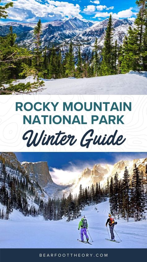 Explore Rocky Mountain National Park in winter with our complete winter guide including where to stay, outdoor activities, Rocky Mountain National Park Winter, Adventure Ideas, Colorado Winter, Visit Colorado, Estes Park Colorado, Cold Weather Camping, Colorado Vacation, Steamboat Springs, Colorado Travel