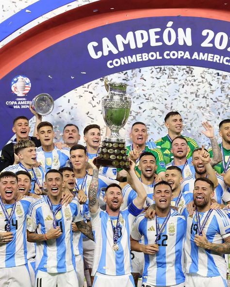 Argentina has won the Copa America 2024! 🏆🇦🇷 An incredible performance and a well-deserved victory. Congratulations to the team and all the fans! 🎉⚽ #copaamerica2024 #argentinachampions #vamosargentina #argentina #argentina🇦🇷 Argentina Copa America, Argentina Team, Messi 10, Leo Messi, Lionel Messi, Neymar, Victorious, New World, Soccer