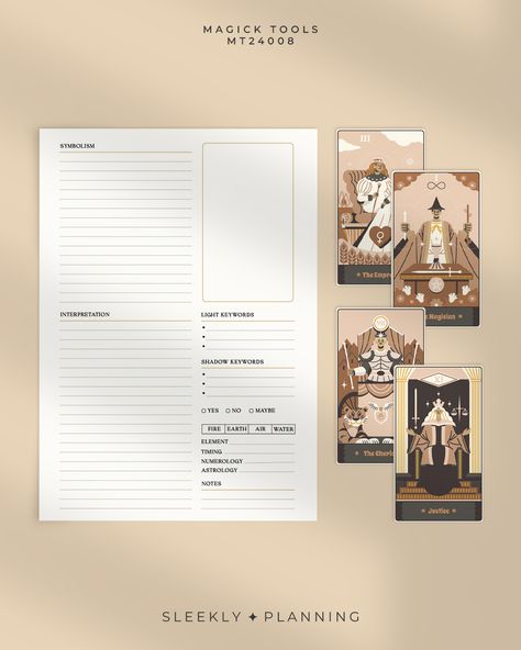 / NEW / Unlock the mystical world of tarot with this Daily Tarot Worksheet with Cards! Designed specifically for beginners or whoever wants to build a little grimoire, this DIY printable journal pages offer a way to mastering the Major Arcana. Featuring a user-friendly cheat sheet and a convenient 1-card spread, you can easily print it at home and start your tarot journey with confidence. The elegant minimalist design encourages clarity and focus as you explore your intuition and deepen your ... Major Arcana Cheat Sheet, Journal For Beginners, Witchy Planner, Instagram Plan, Daily Tarot, Printable Journal, Effective Learning, Daily Reflection, Free Planner