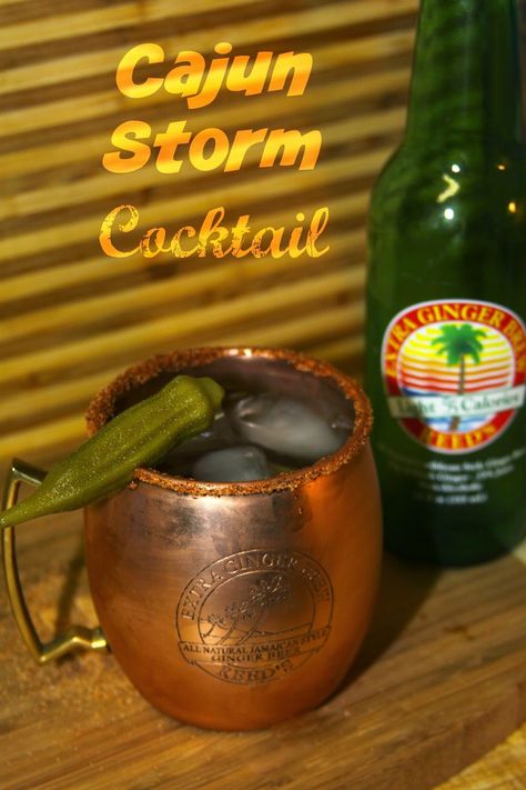 Cajun Storm Cocktail - A Louisiana version of the classic rum and ginger beer combo called the Dark and Stormy #partydrink #Creole Dark N Stormy Cocktail, Southern Cocktail, Ginger Beer Cocktail, Fun Party Drinks, Beer Cocktail, Dark And Stormy, Cajun Cooking, Dark N Stormy, Beer Cocktails