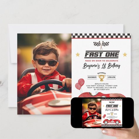 Two Fast 2 Curious, 2nd Birthday Photos, Racing Party, Cars Birthday Invitations, Car Themed Parties, Race Party, Course Automobile, Photo Birthday Invitations, Race Car Birthday