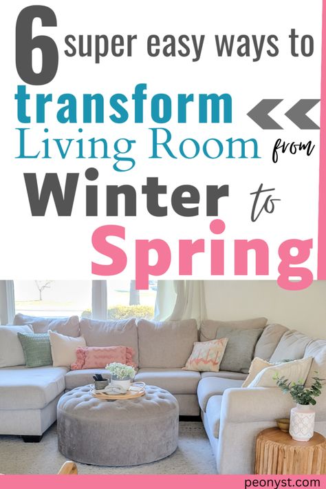 Spring living room decorating tips Two Living Room Ideas, Spring Living Room Decor, Spring Decorating Ideas, Spring Living Room, Spring Refresh, Living Room Decorating, Winter To Spring, Spring Decorating, Linen Drapes