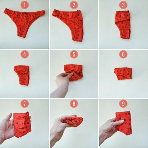 How To Fold A Panty, Compact Folding Clothes, How To Fold Panties, Folding Socks, Marie Kondo Organizing, Konmari Folding, Clothes Drawer Organization, Clothes Drawer, Closet Hacks