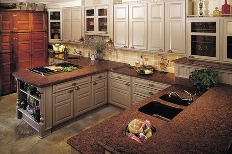 Countertop Types, Red Granite Countertops, White Granite Colors, Countertops Ideas, Red Granite, Kitchen Traditional, Types Of Countertops, Kitchen Technology, Cambria Quartz