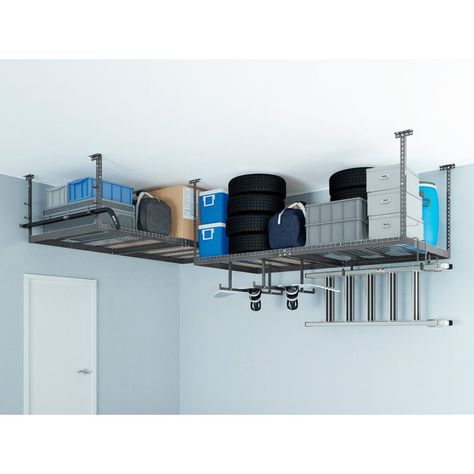 NewAge Products VersaRac 2 Overhead Rack and 12 Piece Accessory Kit Wall Mounted Storage Bins, Garage Storage Units, Overhead Garage Storage, Metal Storage Shelves, Newage Products, Wall Mounted Shelf, Garage Storage Racks, Overhead Garage, Garage Storage Solutions