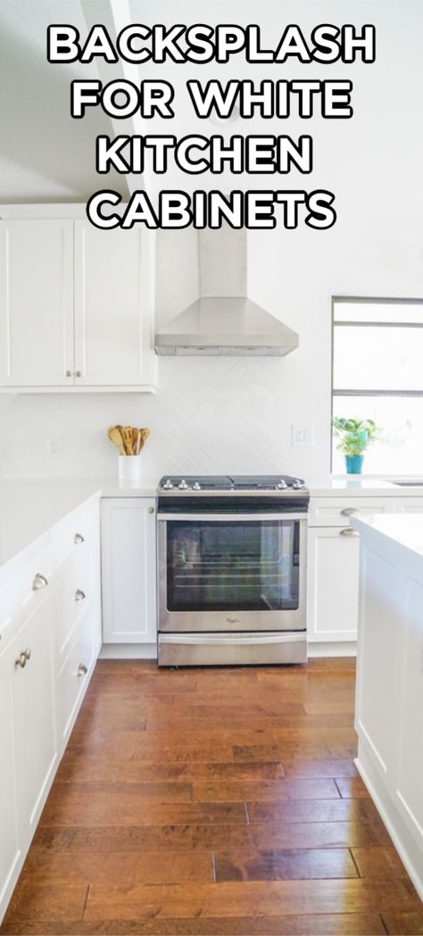 Backsplash for white kitchen cabinets. Modern White Kitchen Remodel. Harringbone backsplash. white subway tile kitchen. white tile backsplash kitchen White Cabinet White Countertop Backsplash Ideas, White Kitchen Cabinets With Quartz Countertops Subway Tile Backsplash, Kitchen Backsplash With White Cabinets Subway Tile, White Kitchen With White Backsplash, Simple Kitchen Backsplash With White Cabinets, Modern Subway Tile Backsplash, White Tile Backsplash Kitchen, White Kitchen With Subway Tile, Backsplash For White Kitchen