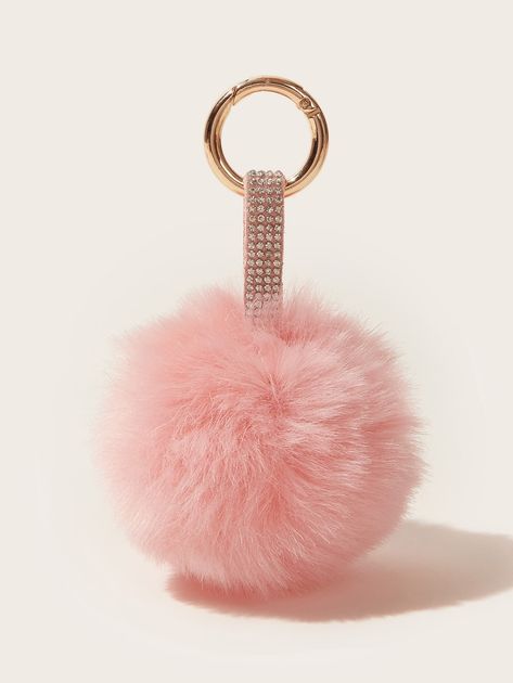 Fluffy Pom Pom Charm Keychain | SHEIN USA Fluffy Keychain, Pom Pom Charm, Pink Pom Pom, Fur Keychain, Pom Keychain, Pom Pom Keychain, Fur Accessories, Hand Crochet Baby Blanket, Easter Bunny Decorations