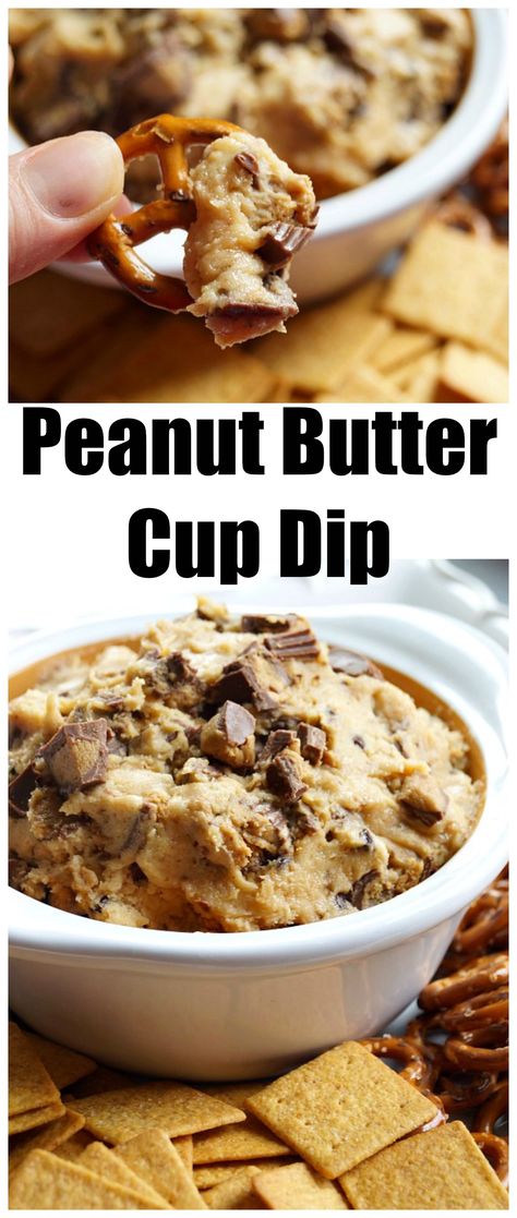 Peanut Butter Cup Dip made with Mini REESE's folded into a peanut butter cookie dough dip! Peanut Butter Cup Dip, Chips Dip, Reese's Peanut Butter Cup, Cheesecake Dip, Sweet Dips, Peanut Butter Cup, Dessert Dips, Easy Peanut Butter, Reeses Peanut Butter