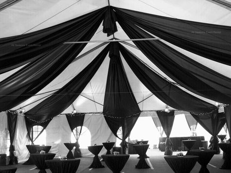 Masculine Birthday Party, Black And White Circus, Web Horror, Wedding Ceiling Decorations, Wedding Reception Hall, Draping Wedding, Extra Long Curtains, Black White Parties, Diy Carnival