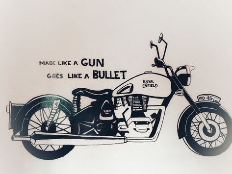 Royal Enfield bike art. .wall painting Bullet Drawing Royal Enfield Easy, Royal Enfield Painting, Royal Enfield Sketch, Royal Enfield Bike, Bullet Drawing, Motorcycle Art Painting, Enfield Bike, Abstract Lion, Transportation Art