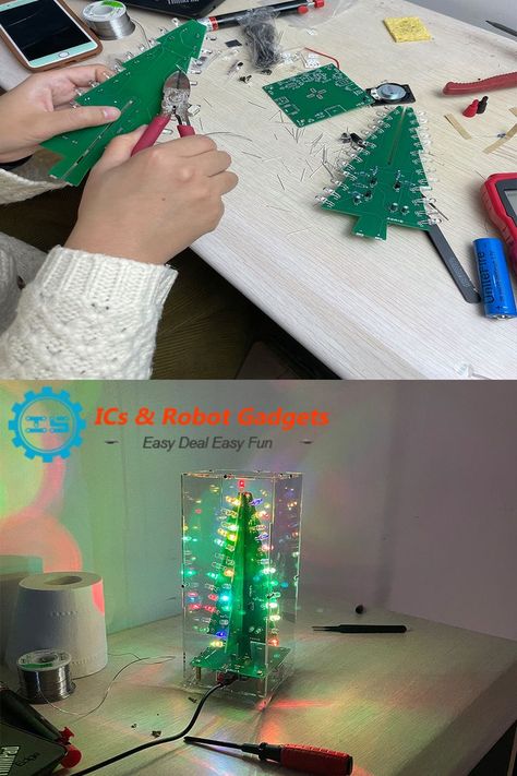 soldering projects, Xmas tree kits, led Xmas tree, DIY Xmas Tree Futuristic Decoration, Decorate For Christmas, Led Diy, Electronic Kits, New Years Sales, Electronics Projects, Raspberry Pi, Holiday Decorations, Soldering