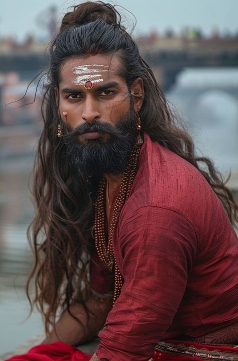 Romani Men, Hairstyles With Beads, Carrot Hairstyles, Moda Hippie, Hairstyle For Men, Japanese Wedding, Men's Long Hairstyles, Long Beards, Indian Man