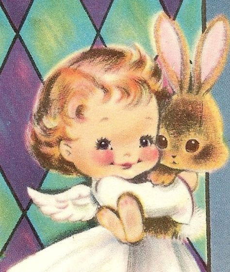 . Holding Bunny, Dibujos Pin Up, Blessed Easter, Vintage Angels, Vintage Easter Cards, Church Window, Easter Printable, Easter Images, Easter Art