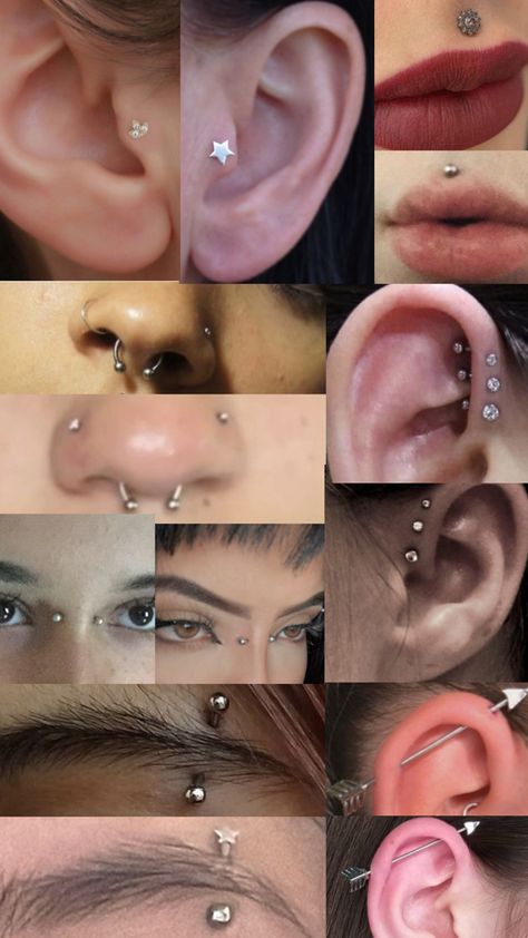 Types Of Piercings Face, Dimple Piercing Cheek, Piercing Chart, Dope Jewelry Accessories, Cool Ear Piercings, Pretty Ear Piercings, Face Piercings, Cool Piercings, Facial Piercings