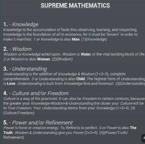 Supreme Mathematics pt. 1 144 Chosen Ones, Spiritual Mathematics, 5 Percenters Nation, Supreme Mathematics, Five Percent Nation, Kemetic Spirituality, Spiritual Psychology, Numerology Life Path, Divine Feminine Spirituality