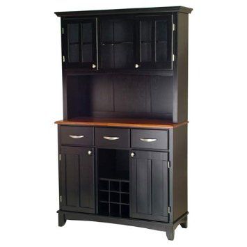 Amazon.com: Home Styles 5100-0046-42 Buffet of Buffets Cottage Oak Wood Top Buffet with Hutch, Black Finish, 41-3/4-Inch: Home & Kitchen Coffee Buffet, Kitchen Furniture Ideas, Stainless Steel Table Top, Dining Hutch, Black Buffet, Buffet Hutch, Hardwood Table, Framed Cabinet, Wood Buffet