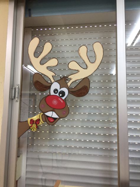 Rudolph Window Painting, Reindeer Window Painting, Christmas Painted Windows Ideas, Window Painting Ideas Diy Christmas, Christmas Window Painting Easy, Window Painting Ideas Christmas, Xmas Crafts Kids, Christmas Crib Ideas, Painted Window Art