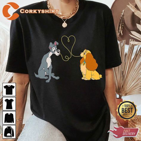 Charming Evening Lady and the Tramp Bella Notte T-Shirt Check more at https://corkyshirt.com/charming-evening-lady-and-the-tramp-bella-notte-t-shirt/ Disney Cartoon Movies, University Shirt, Lady And The Tramp, Timeless Gifts, Custom Shorts, Cartoon Movies, Disney Ladies, Basic Shirts, Disney Cartoons