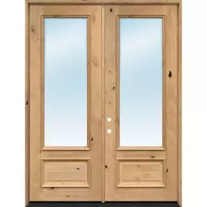 Double Door Farm Door, Modern Farmhouse Interior Doors Oak, Double Front Door 4 Lite, Cheap Farmhouse Doors, Farmhouse Patio Doors Paint, Interior Wood Doors Overstock, 9 Lite Wood Door, Door Frame Wood Natural, Kitchen With French Doors To Patio Wood