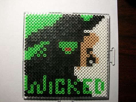 Wicked Broadway perler Broadway Perler Beads, Wicked Perler Beads, Wicked Pixel Art, Wicked Poster, Wicked Crafts, Wicked Broadway, Perler Creations, Melty Bead Patterns, Pearl Beads Pattern