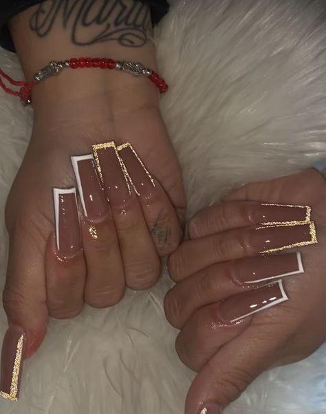 Gold Acrylic Nails, Tapered Square Nails, Special Nails, Fall Gel Nails, Tapered Square, Long Nail Designs, Nails Design With Rhinestones, Nail Candy, Long Acrylic Nails Coffin