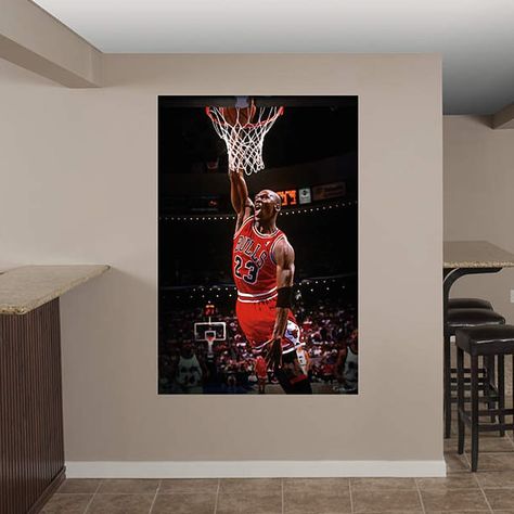 Bedroom Basket, Michael Jordan Poster, Basketball Bedroom, Sports Man Cave, Sneakerhead Room, Basketball Room, Hypebeast Room, Jordan Chicago, Ultimate Man Cave