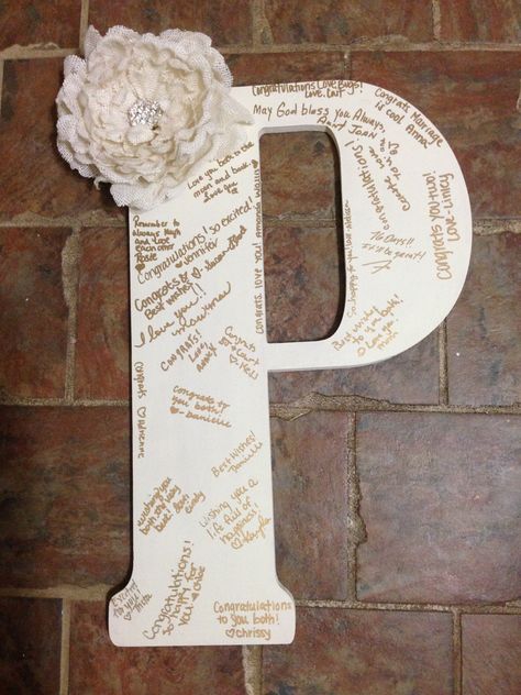 Wooden letter guest book signature | bridal shower High School Graduation Hairstyles, Wooden Letter Guest Book, Simple Graduation Party Ideas, Simple Graduation Party, Graduation Diy Decorations, Picture Centerpieces, Homemade Centerpieces, Letter Guest Book, Alice In Wonderland Diy