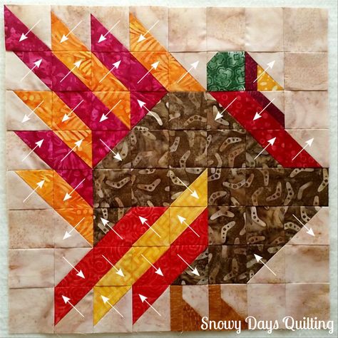 Fusible Grid Quilt Patterns, Turkey Quilt Block Free Pattern, Bird Quilt Blocks, Colchas Quilting, Fall Quilt Patterns, Painted Barn Quilts, Barn Quilt Designs, Fall Sewing, Quilt Square Patterns