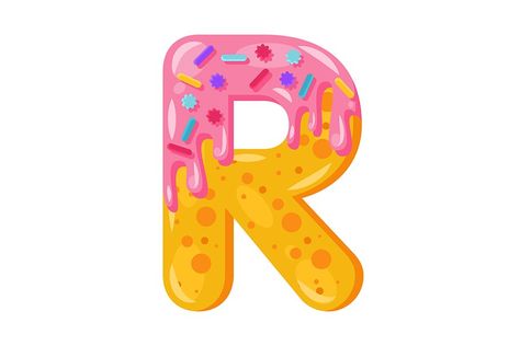 Donut cartoon R letter illustration #Sponsored , #bold#Biscuit#style#font Donut Background, Simpsons Cake, Monster Font, Donut Cartoon, Letter Illustration, Candy Letters, R Letter, Cupcake Art