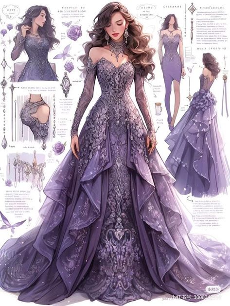 Dreamy Gowns, Dress Design Drawing, Fantasy Dresses, Fashion Drawing Dresses, Dress Design Sketches, Fashion Illustration Dresses, Dress Sketches, Fantasy Gowns, Pretty Prom Dresses