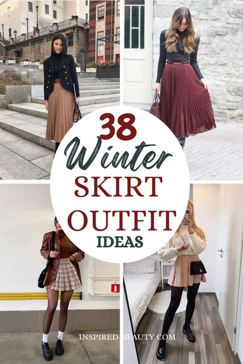 Winter is a season of cold winds and frosty mornings, but it doesn’t mean you have to compromise on style. Embracing the winter chill with a fashionab... Warm Skirts For Winter, Cranberry Skirt Outfit, Winter Recital Outfit, Outfit For Snow Winter, Women Winter Skirt Outfits, Skirt For Winter Outfits, Holiday Skirt Outfits Winter, Style Skirts In Winter, Cropped Sweater Skirt Outfit