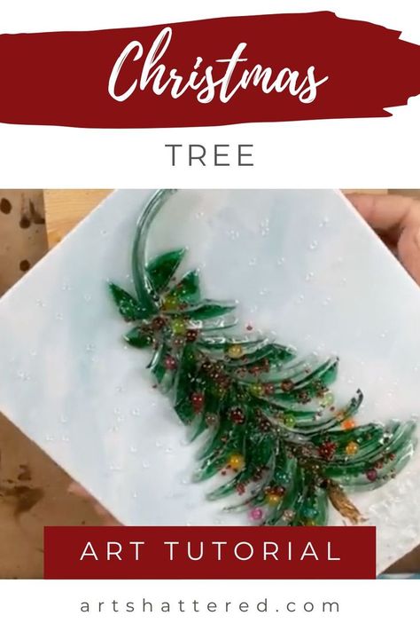 Christmas Tree Art Christmas Tree Canvas, How To Make Christmas Tree, Christmas Tree Art, Cute Christmas Tree, Beautiful Christmas Trees, Crushed Glass, Glass Christmas Tree, Votive Candle, Christmas Paintings