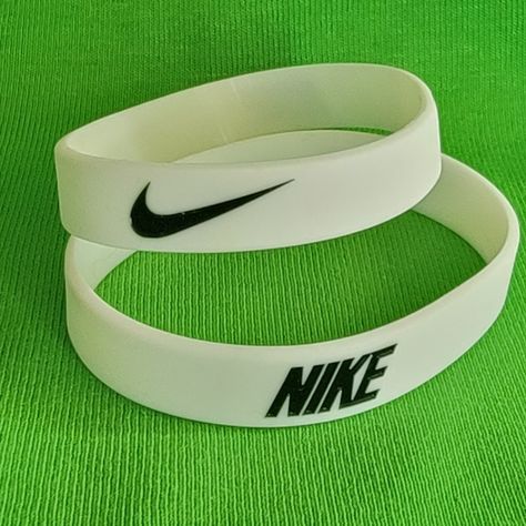 Nike White Bracelets Set Of Two. Made Of Stretchy Silicone / Rubber Brand New! Fast Shipping! Boy Bracelets, Nike Stuff, Bracelets Style, Boys Bracelets, Bday Gifts, School Fit, All Nike Shoes, White Bracelet, Rubber Bracelets