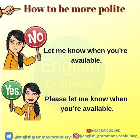 english grammar vocabulary ✌️ on Instagram: “How to be more polite.” How To Be More Polite, Commonly Misspelled Words, Misspelled Words, Other Ways To Say, Grammar Vocabulary, English Learning Spoken, Word Count, Conversational English, Spoken English