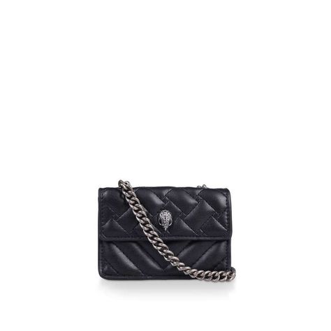 MICRO KENSINGTON Black Quilted Cross Body Bag by KURT GEIGER LONDON | Kurt Geiger Kurt Geiger Bag, Crochet Shoulder Bag, Convertible Crossbody Bag, Eagle Head, Ladies Of London, Across Body Bag, Women Accessories Bags, Kurt Geiger, Lambskin Leather