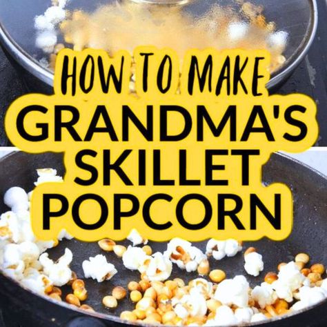 Homemade Butter Popcorn Stovetop, Popcorn On The Stove Top, How To Pop Popcorn On The Stove, Skillet Popcorn, Pop Popcorn On Stove, Stove Popcorn, Stove Top Popcorn, Stovetop Popcorn Recipes, Popcorn On The Stove