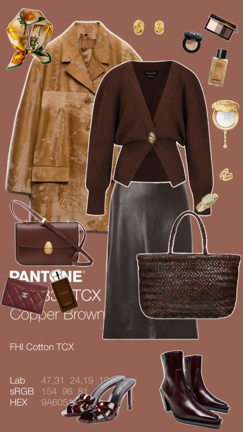 Dark brown fall outfit with leather skirt and caramel leather coat and brown Bottega bag with leather pointed ankle boots  #ootd #tenue  #trendyoutfit #fashioninspo #fashionoutfits #fashionoutfits2024  #trends2024 #trends2024outfit #outfitinspo #styleinspo #outfitideas  #caramelcoatoutfit #leatherautumnoutfit #leathercoatoutfit #leatherskirtoutfit #anklebootsandskirtoutfit #darkchocolateoutfit #darkchocolatebagoutfit #brownfalloutfit Dark Brown Boots Outfit Ankle, Caramel Coat Outfit, Brown Boots Outfit Ankle, Dark Brown Boots Outfit, Outfit With Leather Skirt, Leather Coat Outfit, Ankle Boots Outfit, Boots Ootd, Brown Boots Outfit