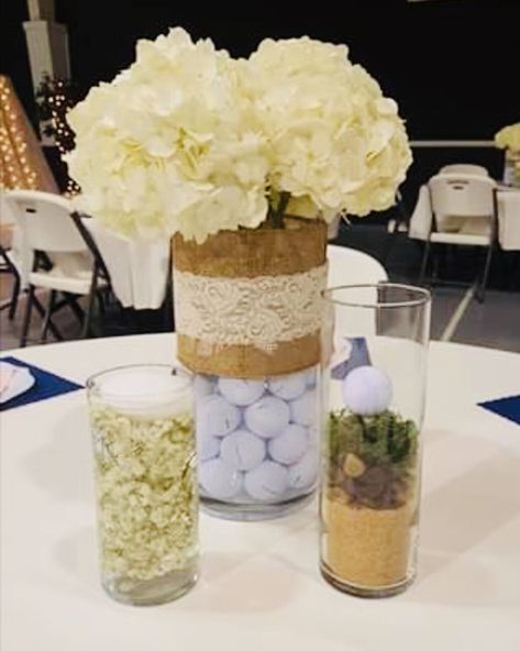 Golf Wedding Centerpieces, Golf Theme Rehearsal Dinner, Golf Theme Wedding Ideas, Golf Themed Bridal Shower Ideas, Golf Wedding Ideas, Golf Themed Wedding, Car Themed Wedding, Golf Centerpieces, Golf Wedding Theme