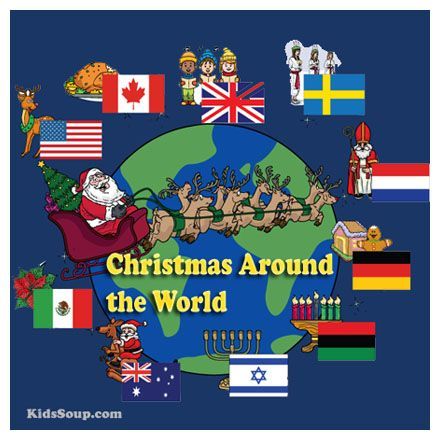 Christmas Around the World in the Classroom | KidsSoup Christmas Crafts Around The World, Around The World Theme, Continents And Countries, Christmas Classroom Door, Teaching Holidays, Christmas Door Decoration, Christmas Around The World, Preschool Bulletin, Christmas World