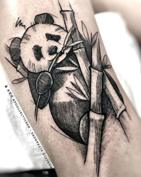 Jacks Tattoo, Tattoo Panda, Chest Tattoo Girl, Panda Bear Tattoos, Christus Tattoo, Bamboo Tattoo, Panda Tattoo, Girl Arm Tattoos, Bear Tattoos