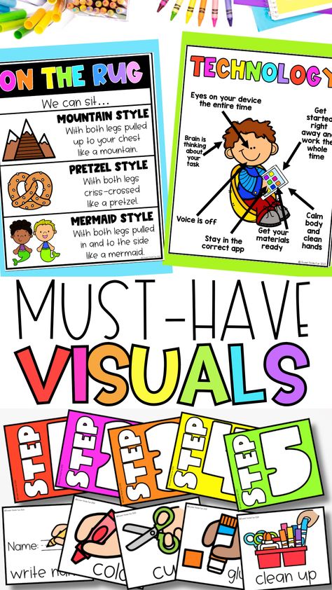 Kindergarten or First Grade classroom management expectation visuals Behavior Management First Grade, 1st Grade Classroom Management, Classroom Management Grade 1, First Grade Classroom Management, 2nd Grade Classroom Management, Classroom Management Kindergarten, First Grade Hallway Work Display, Classroom Management Prek, Grade 1 Classroom Setup