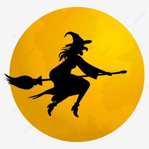 Full Moon Witch, Witch Broomstick, Halloween Flying Witch, Halloween Witch Brooms, Silhouette Halloween, Witches Broomsticks, Witch Silhouette, Moon Vector, Happy Halloween Witches