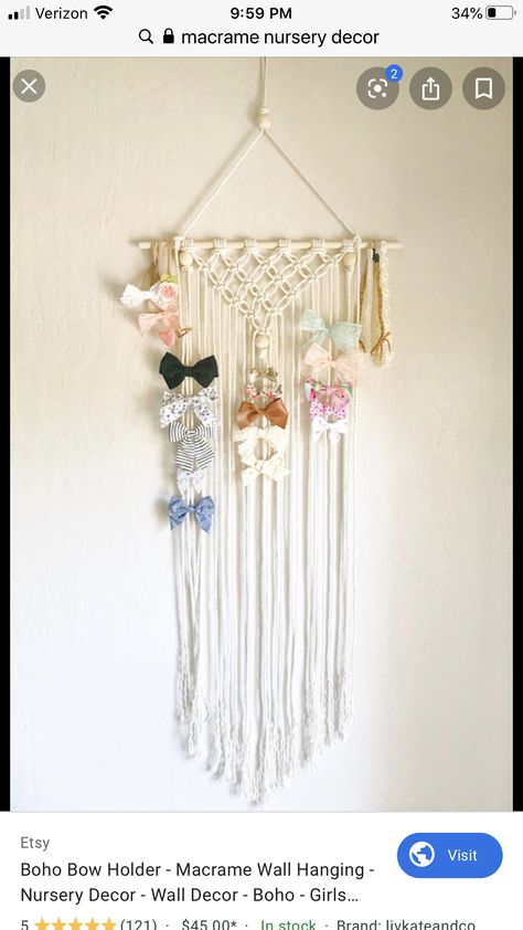 Boho Bow Holder, Hair Bow Hanger, Boho Macrame Wall Hanging, Hair Accessories Storage, Bow Hanger, Bow Organizer, Organizing Hair Accessories, Hair Accessories Boho, Hair Bow Holder