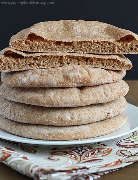 Healthy Pita Bread, Pitta Bread Recipe, Whole Wheat Pita Bread, Peasant Bread, Homemade Pita Bread, Pita Bread Recipe, Pita Recipes, Pita Pockets, Pitta Bread