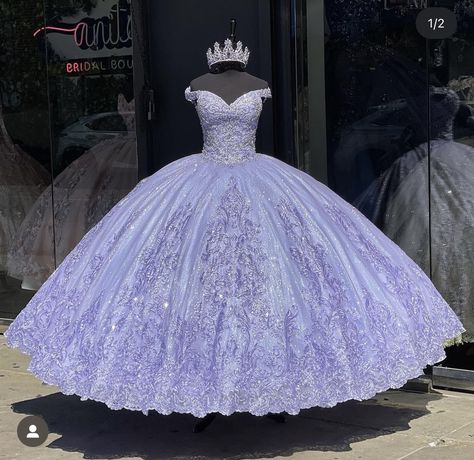 Purple Quince Dress, Ball Gown Corset, Lavender Quinceanera, Purple Ball Gown, Purple Quince, Quinceanera Themes Dresses, Off Shoulder Ball Gown, Purple Quinceanera Dresses, Quinceñera Dresses