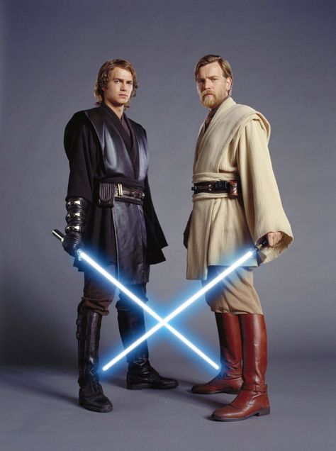 Anakin and Obi-Wan Kenobi Star Wars Quizzes, Anakin Vs Obi Wan, Anakin Obi Wan, Star Wars Anakin, Star Wars Costumes, Hayden Christensen, Ewan Mcgregor, Star Wars Pictures, Star Wars Jedi